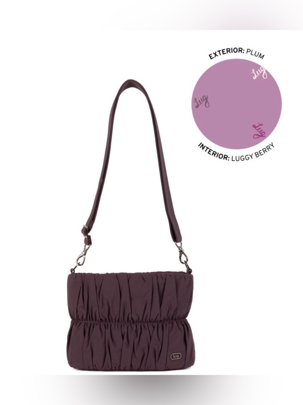 Lug Flounce CloudGo Ruched Crossbody Bag NWT Plum